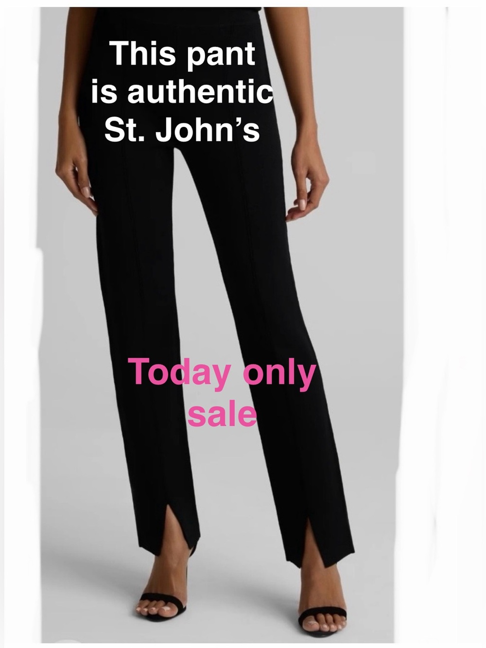 ST. JOHN DANI PANT IN SANTA ROMA KNIT Women’s Black Split-Hem Straight Leg Pants